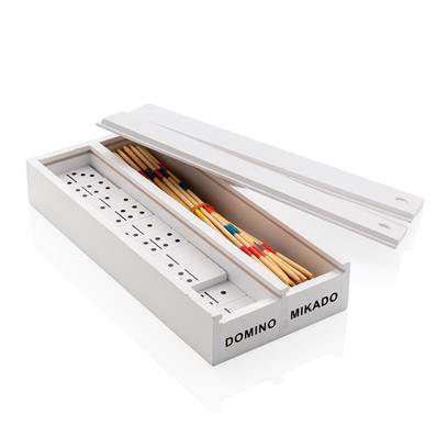 Juego Mikado-Domino en caja de madera personalizado